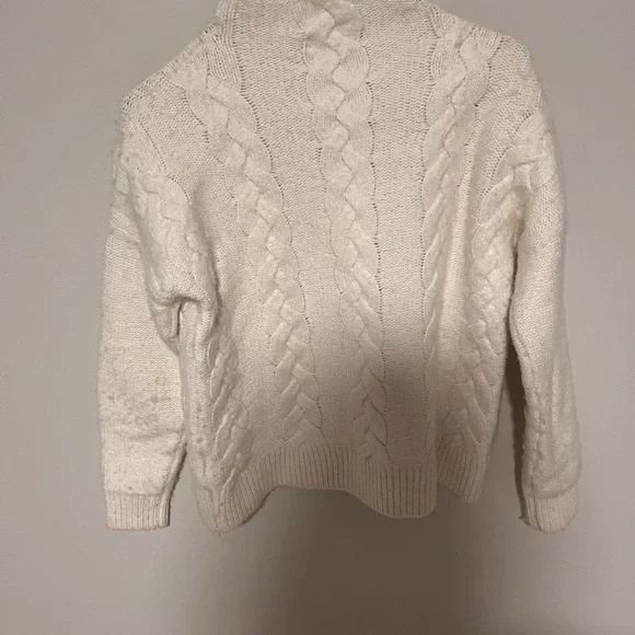 Madewell XS Cream Cable Knit Mock Neck Sweater Classic Cozy Pullover - Picture 4 of 8